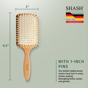 SHASH Large Paddle Brush detangles knots without pulling and snagging.
