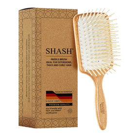 SHASH Large Paddle Brush with long pins eases detangling for thick hair.