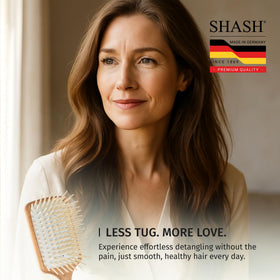 SHASH Large Paddle Brush delivers smoother, shinier hair with consistent use.