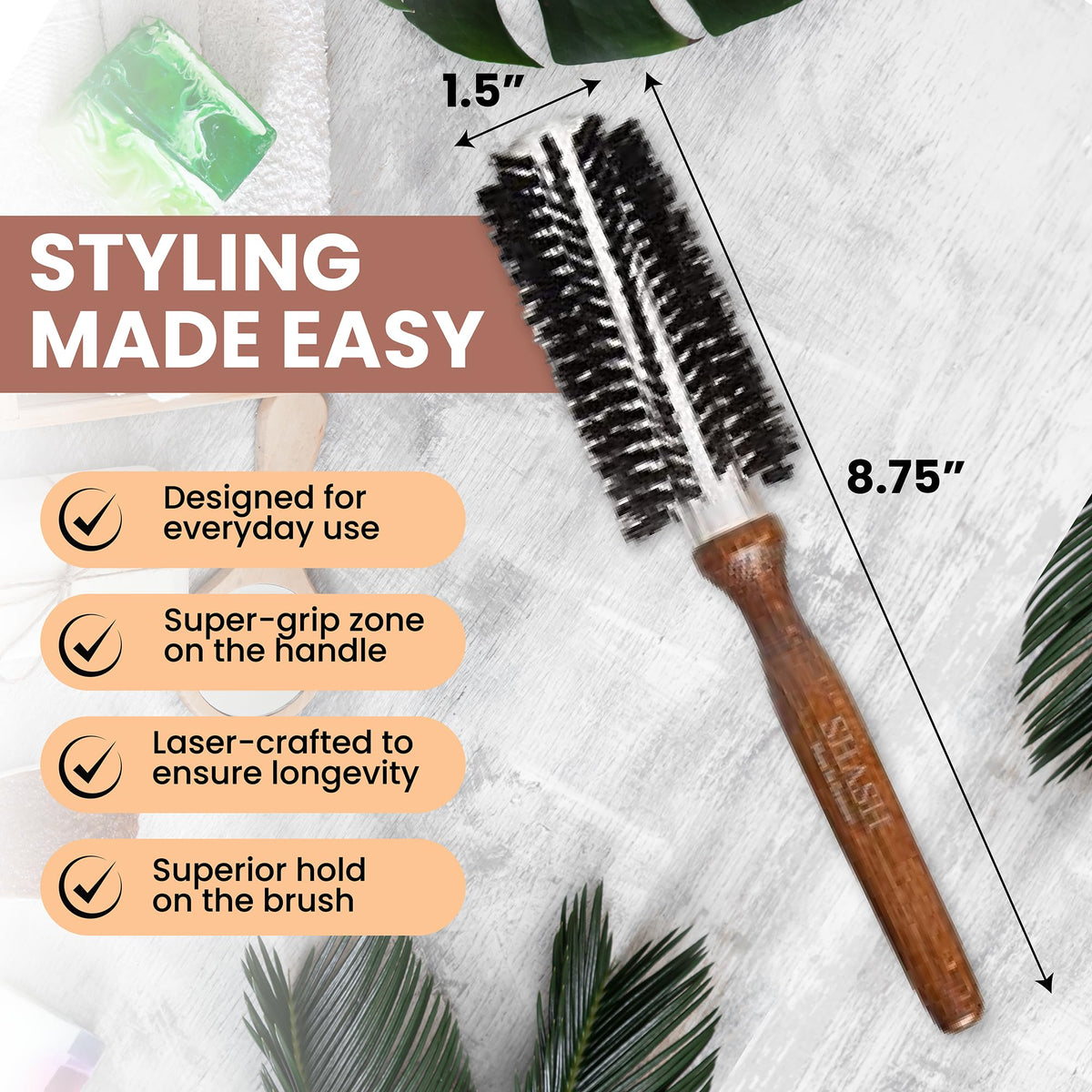 SHASH eco-sourced beech wood handle combines durability with sustainable design.