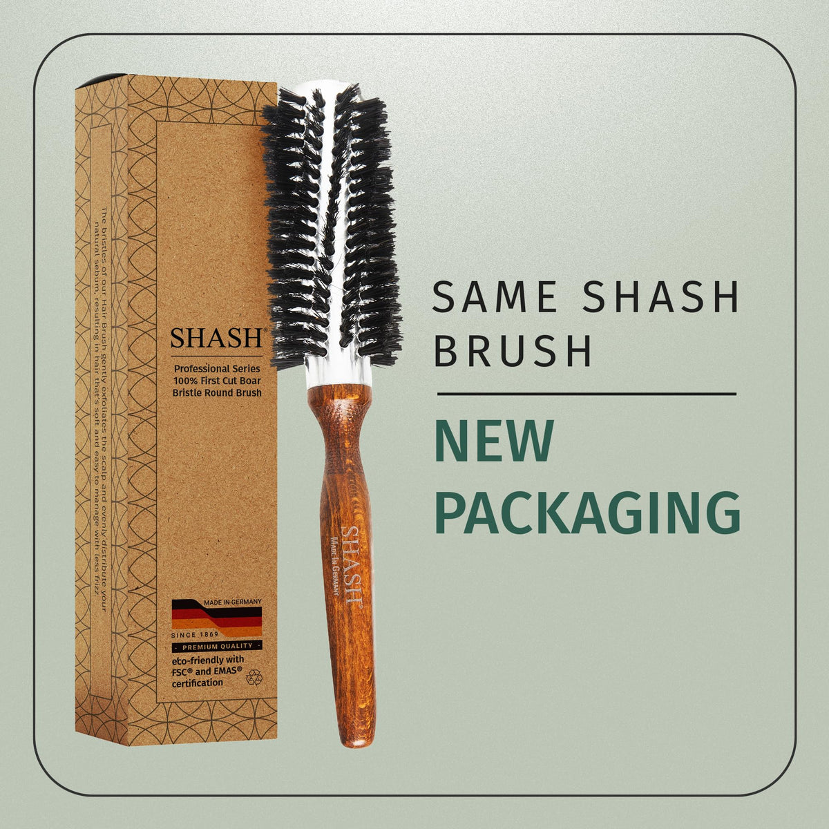 SHASH brush features a heat-dispersion core for even drying results.