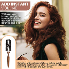 SHASH round brush with super-grip handle provides secure styling control.