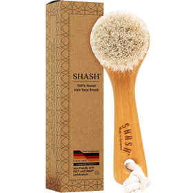 SHASH exfoliating-face-brush with medium horsehair bristles for refined pores and smoother skin.