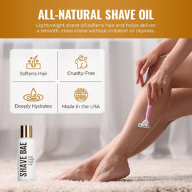 Shave Bae applying oil provides a silky glide for a comfortable shave.