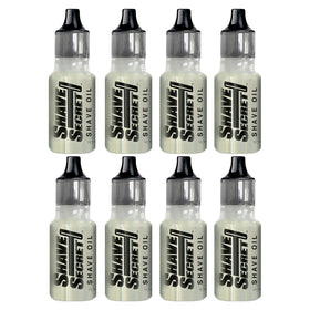 Shave Secret bottle pour enables a slick glide for a close shave.
