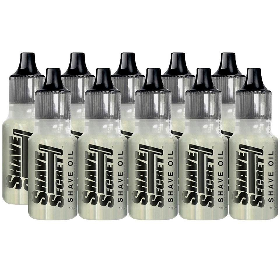Shave Secret shaving oil bottle with 18.75 ml for a smoother, irritation-free shave.