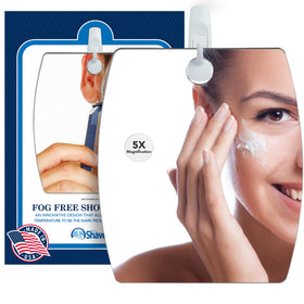 The Shave Well wall-mount mirror with adhesive hook for secure installation.