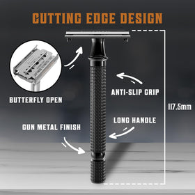 SHAVING REVOLUTION butterfly-open action shows quick blade changes.