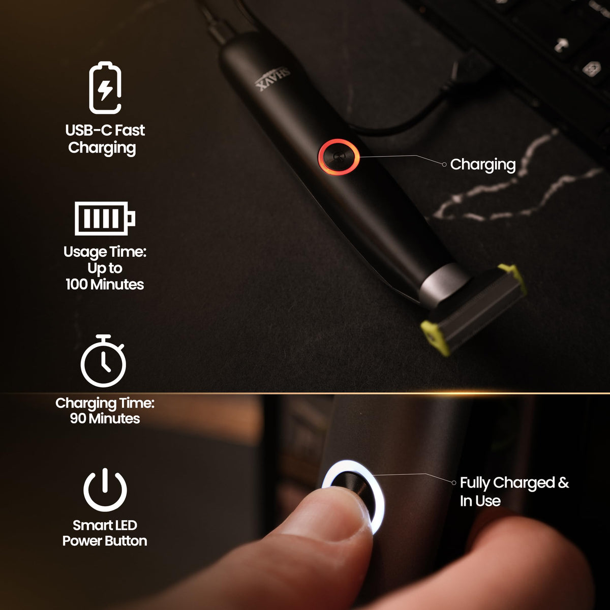 SHAVX three comb attachments for adjustable body grooming