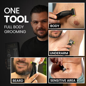 SHAVX beard shaver with multi-head for versatile facial and body trimming