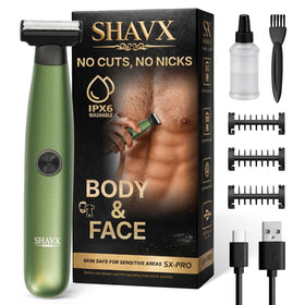 SHAVX electric trimmer front view for precise body grooming
