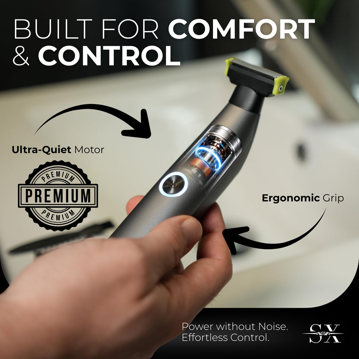 SHAVX ergonomic grip ensures secure handling during precise trims.