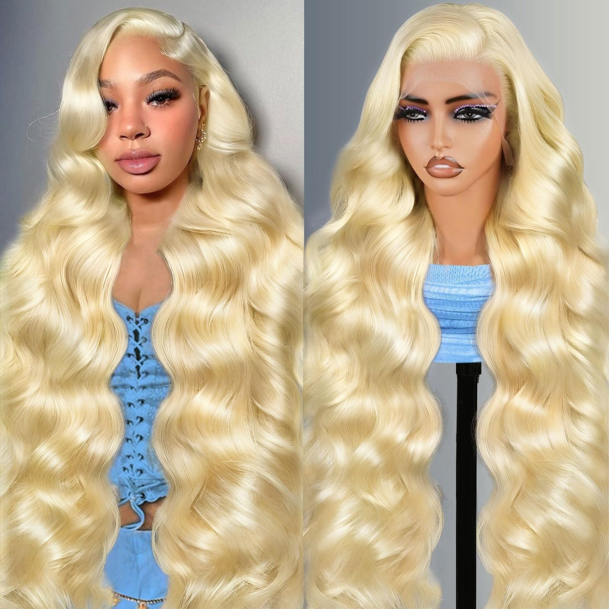 Shciyair 30-inch 613 lace-front wig showing dramatic length and volume for a bold look.