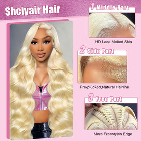 Shciyair 613 HD lace frontal close-up highlights seamless skin blend.