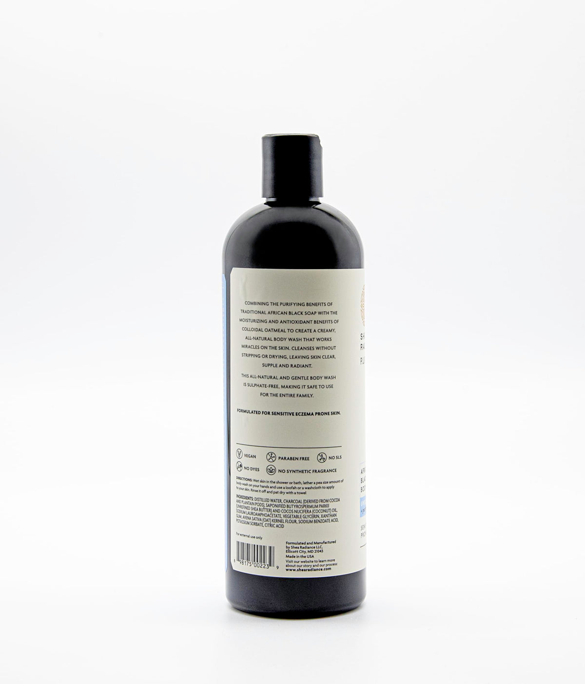 Shea Radiance body wash rich lather demonstrates deep cleansing with a gentle feel