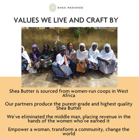 Shea Radiance Packaging and natural ingredients highlight quality.