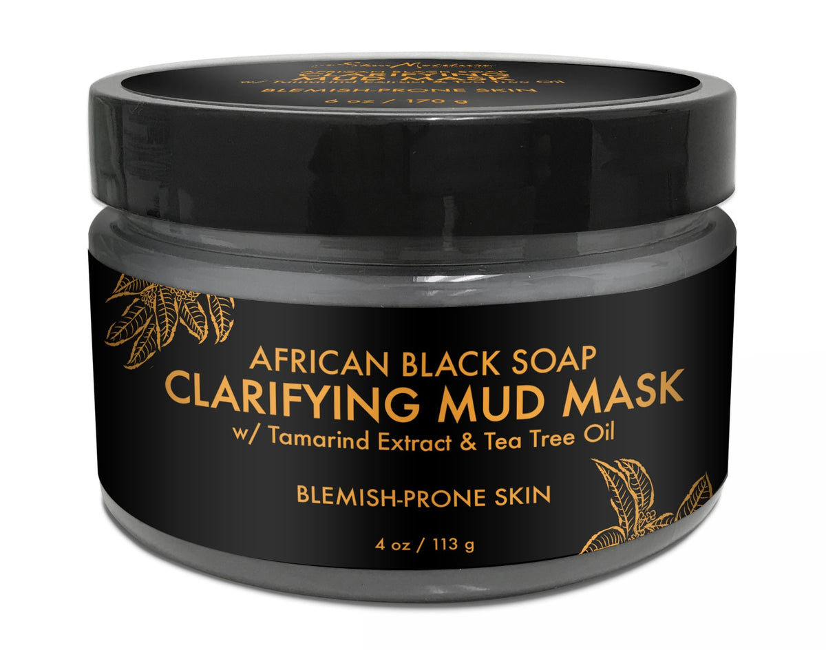 SheaMoisture African Black Soap Mask jar shows creamy formula for troubled skin.