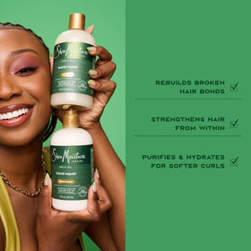 Sheamoisture Bond Repair Leave-In Conditioner bottle, protection from styling damage.
