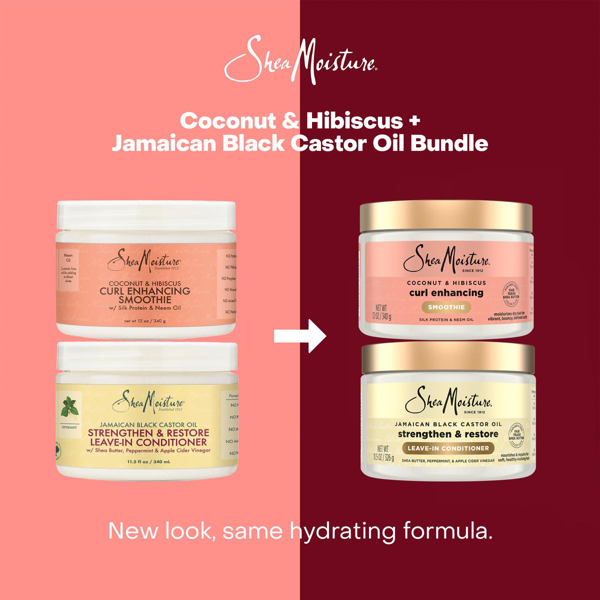 Packaging and brand story of SheaMoisture bundle shown in retail box.