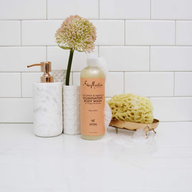 Sheamoisture Coconut Hibiscus Body Wash bath scene for daily refreshment.