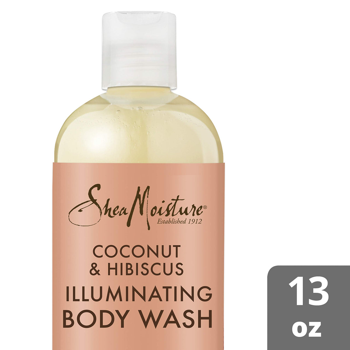 Sheamoisture Coconut Hibiscus Body Wash on shelf display.