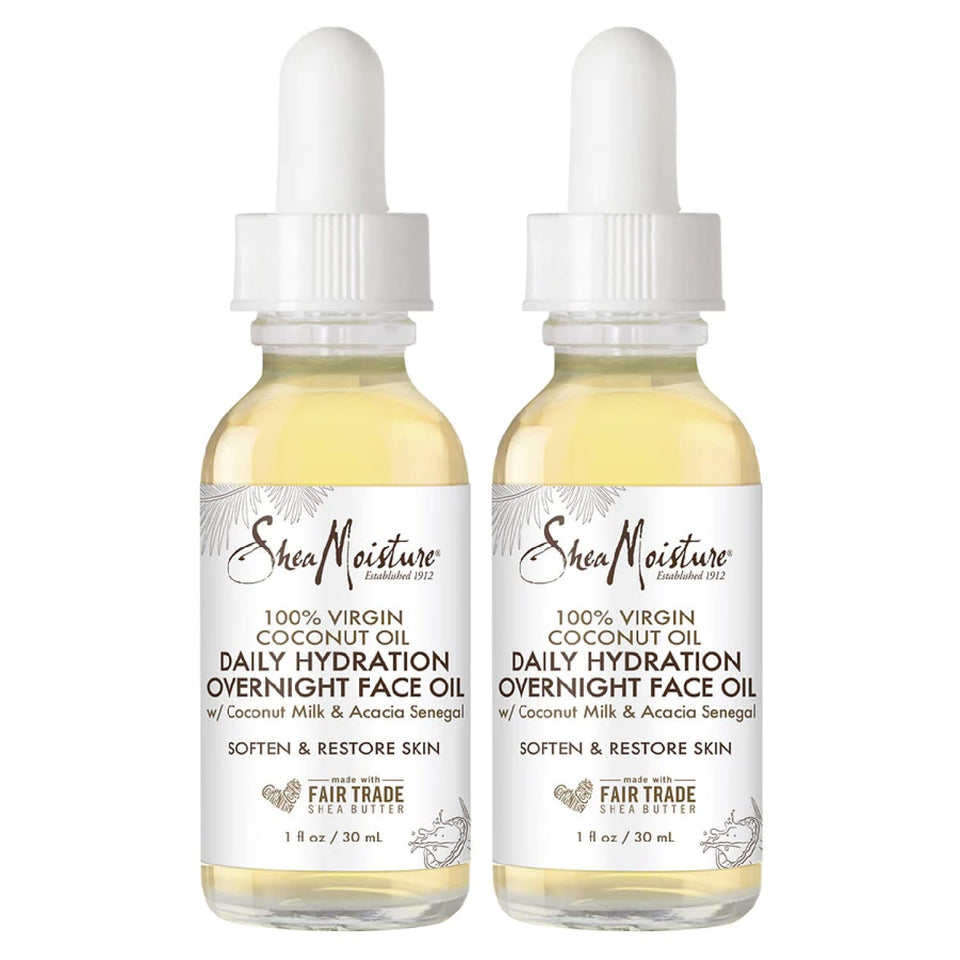 SheaMoisture Coconut Oil for Face bottle pour promotes overnight hydration