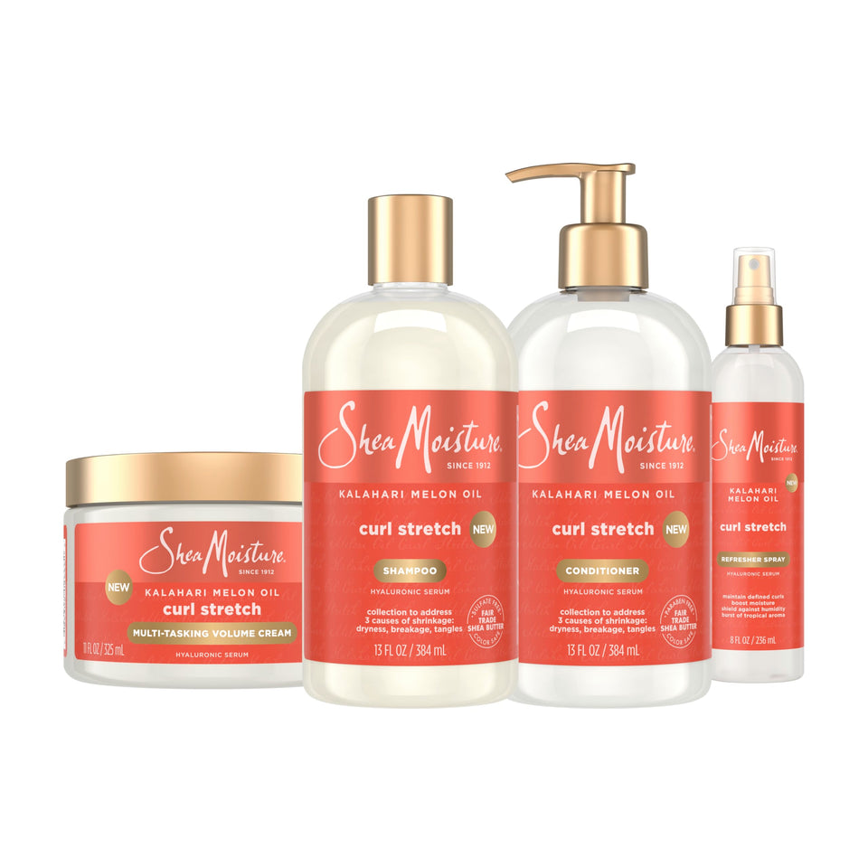 SheaMoisture Curl Stretch Shampoo bottle with a hydrating cleanse for defined curls.