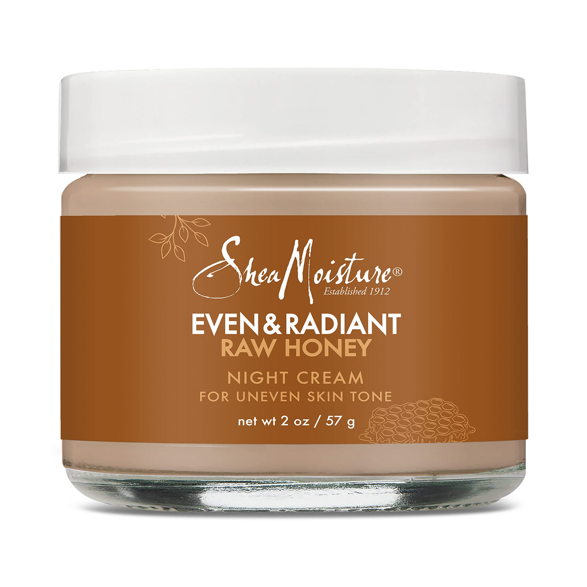 SheaMoisture Even and Radiant Night Cream bottle close-up for overnight hydration