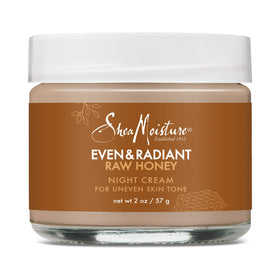 SheaMoisture Even and Radiant Night Cream bottle close-up for overnight hydration