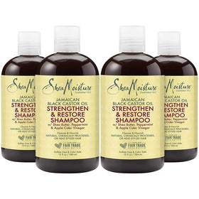 SheaMoisture Jamaican Black Castor Oil shampoo bottle—moisture and elasticity focus.