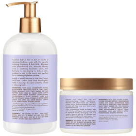 SheaMoisture Manuka Honey Lavender ingredients jar; soothing botanical extracts for delicate skin.