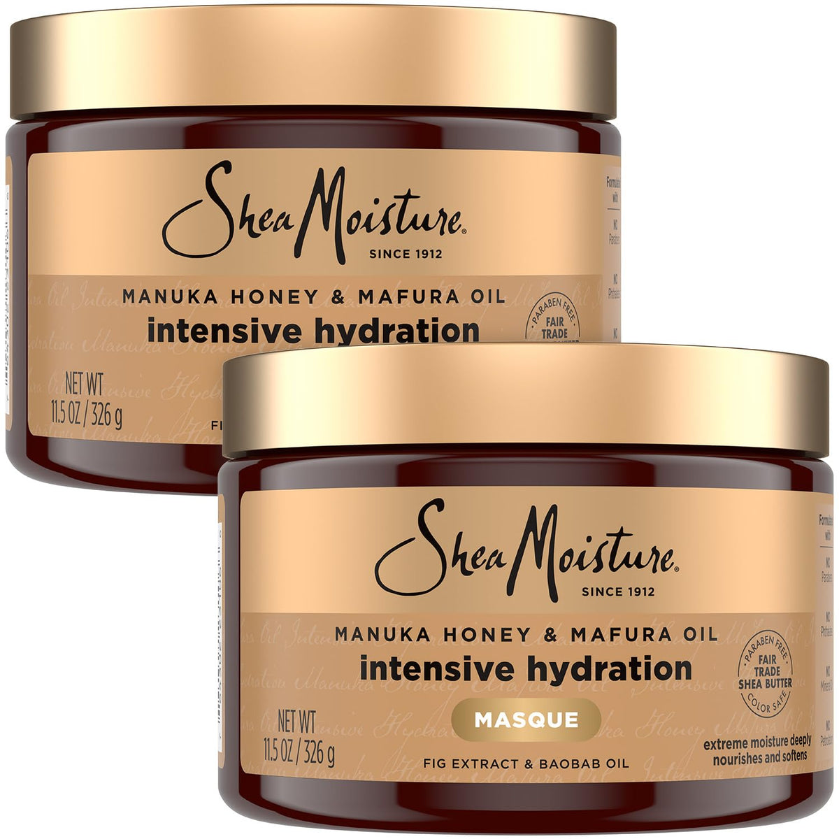 Sheamoisture Manuka Honey Mafura Hair Masque jar close-up showing rich hydration