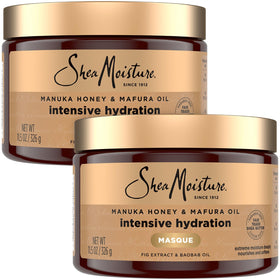 Sheamoisture Manuka Honey Mafura Hair Masque jar close-up showing rich hydration