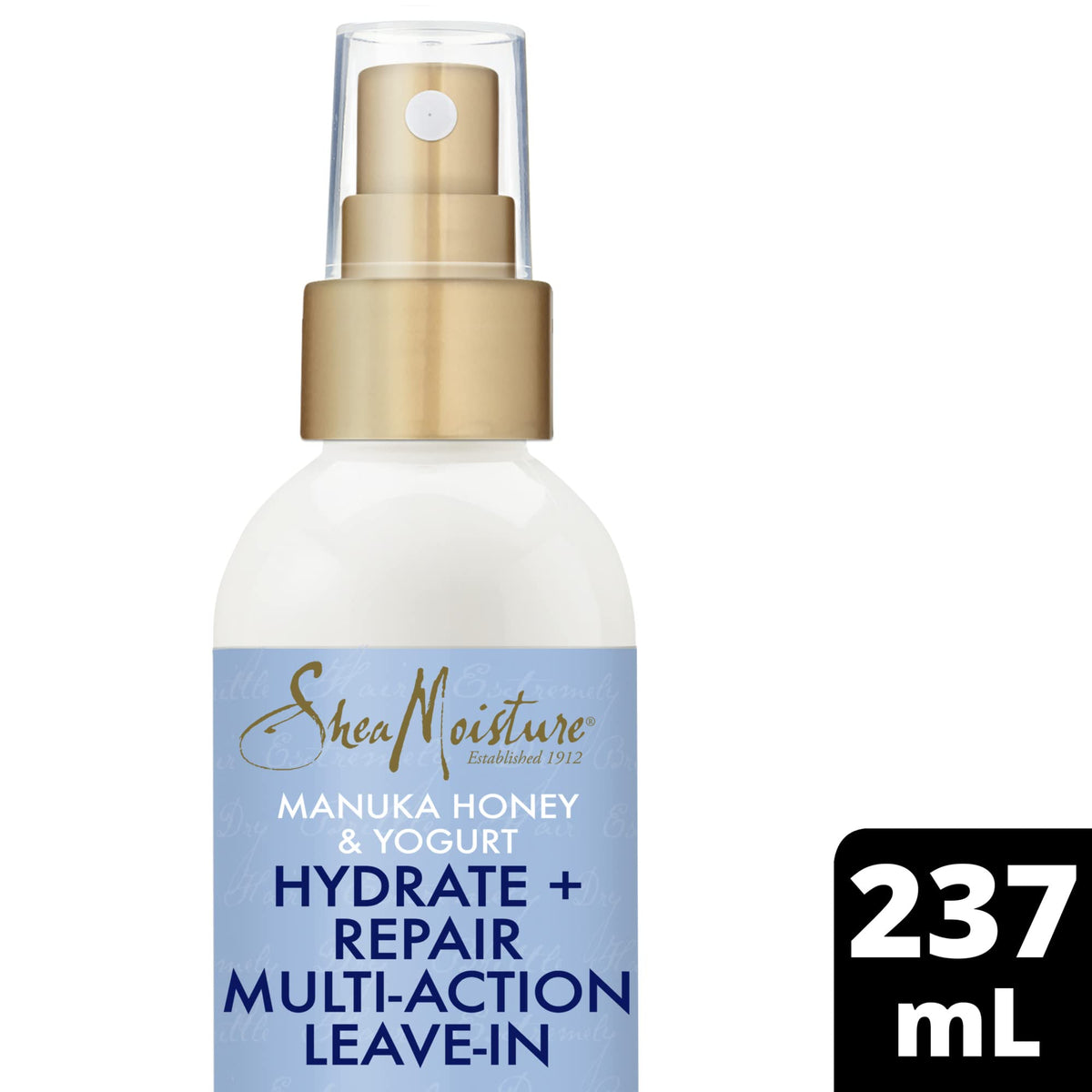 Shea Moisture Manuka Honey Yogurt Leave-In ingredients close-up showcases nourishing formula.