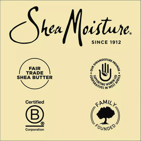 Organic Fair Trade Shea Butter listed on the packaging for nourished hair.