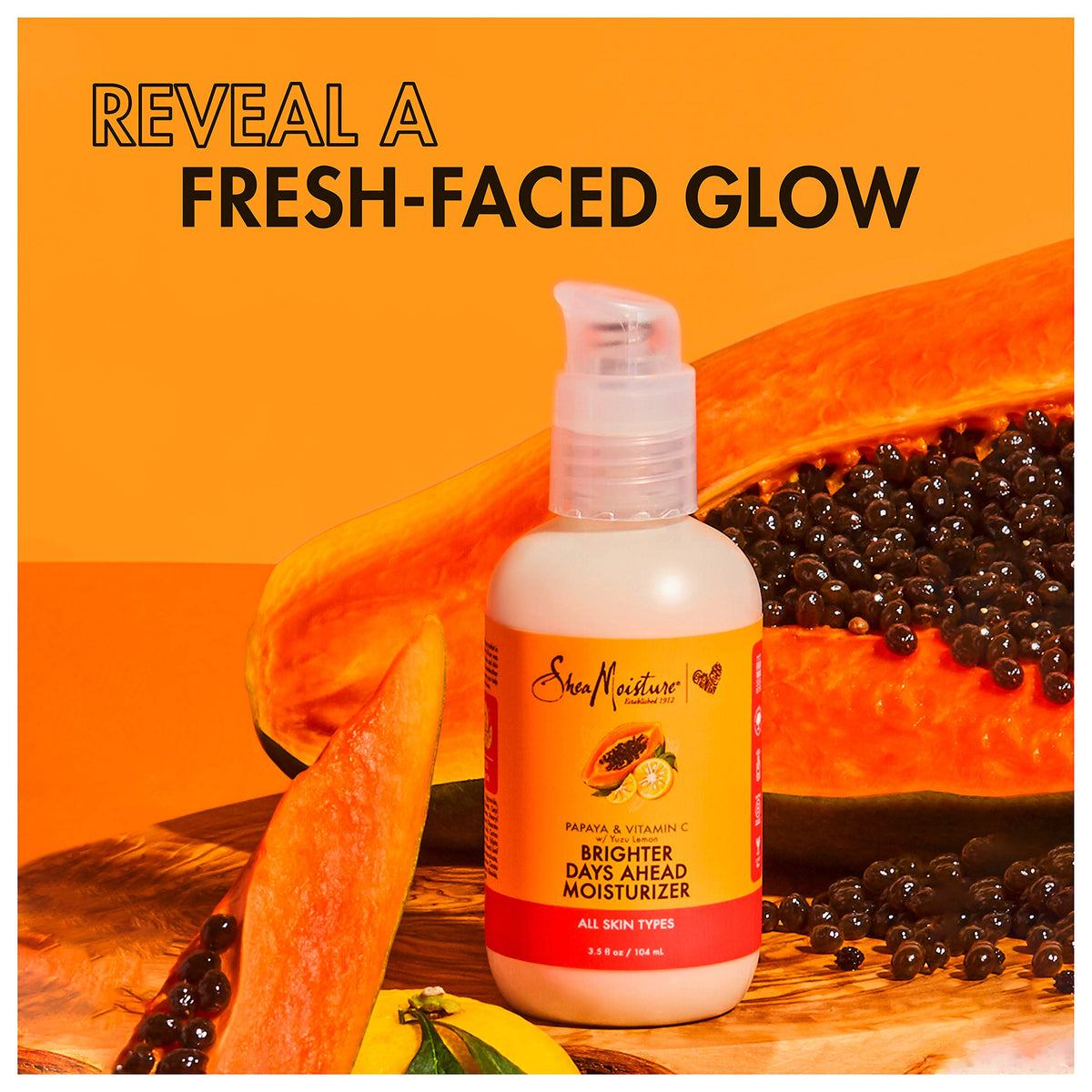 Sheamoisture Papaya Vitamin C cream swirl highlights a brightening formula.