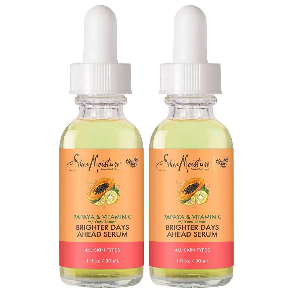 SheaMoisture Papaya Vitamin C Serum 2-Pack bottle for daily brightening and hydration.