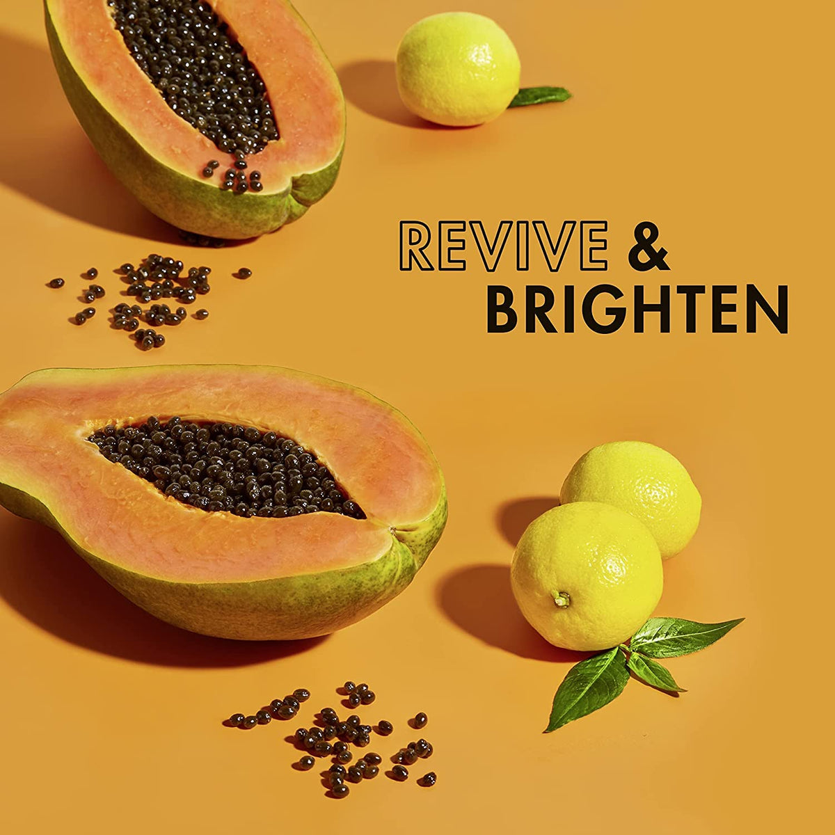 SheaMoisture label highlights ingredients like papaya and vitamin C.