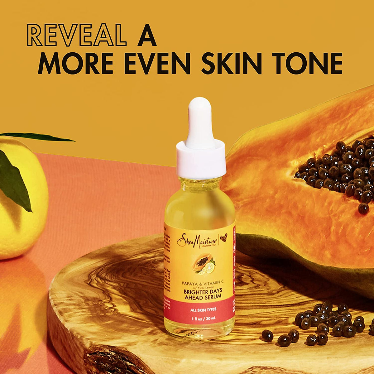 SheaMoisture Papaya Vitamin C Serum texture shows lightweight finish.