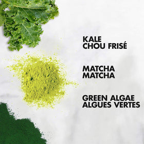Power Greens packaging features fair trade shea butter symbol and clean design.