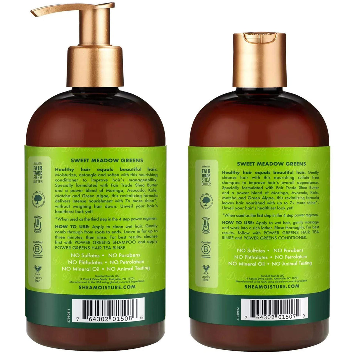 Product pump dispenser on Power Greens shampoo bottle for easy application.