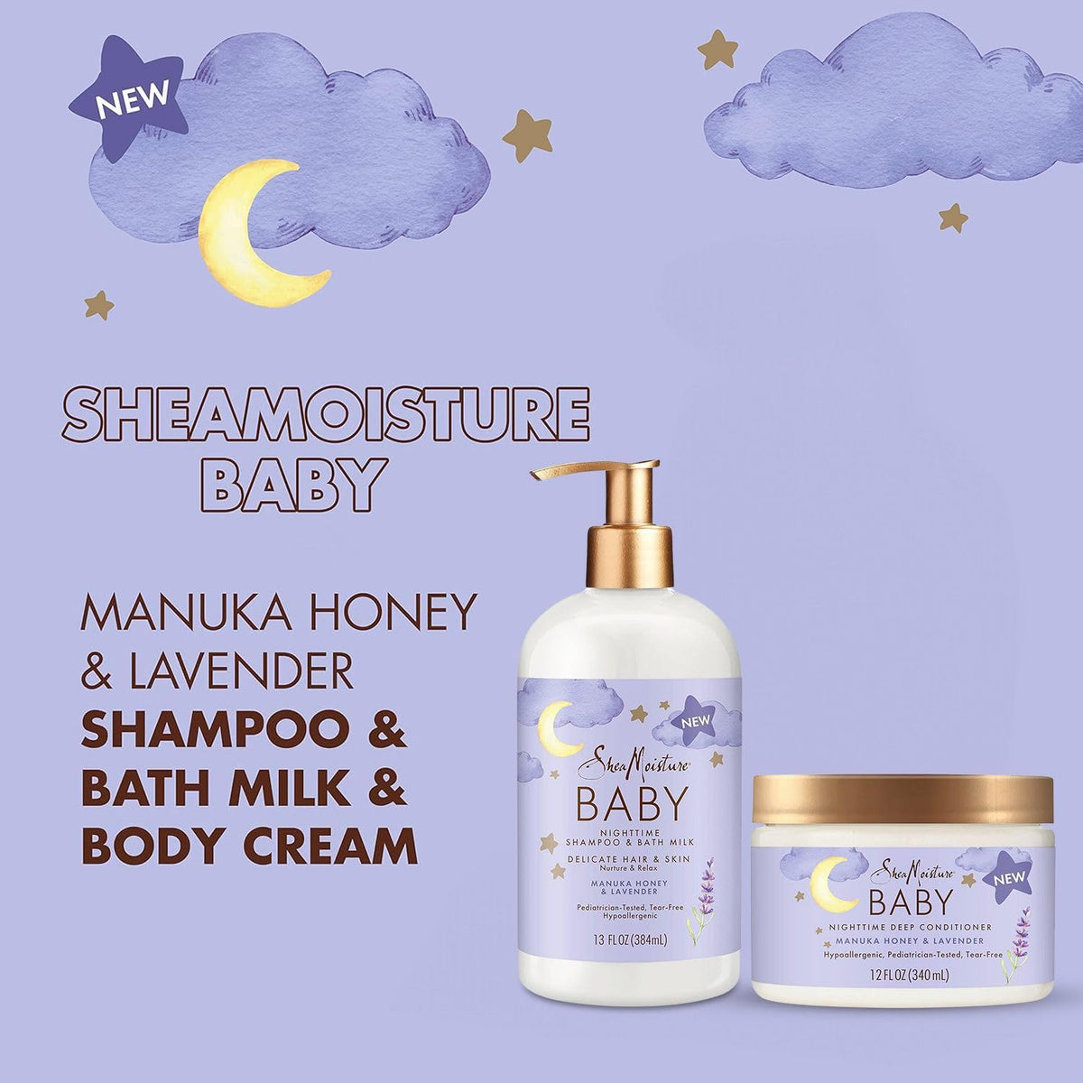 SheaMoisture Shea Butter and Sweet Almond Oil duo; nourishing moisturizing ingredients.