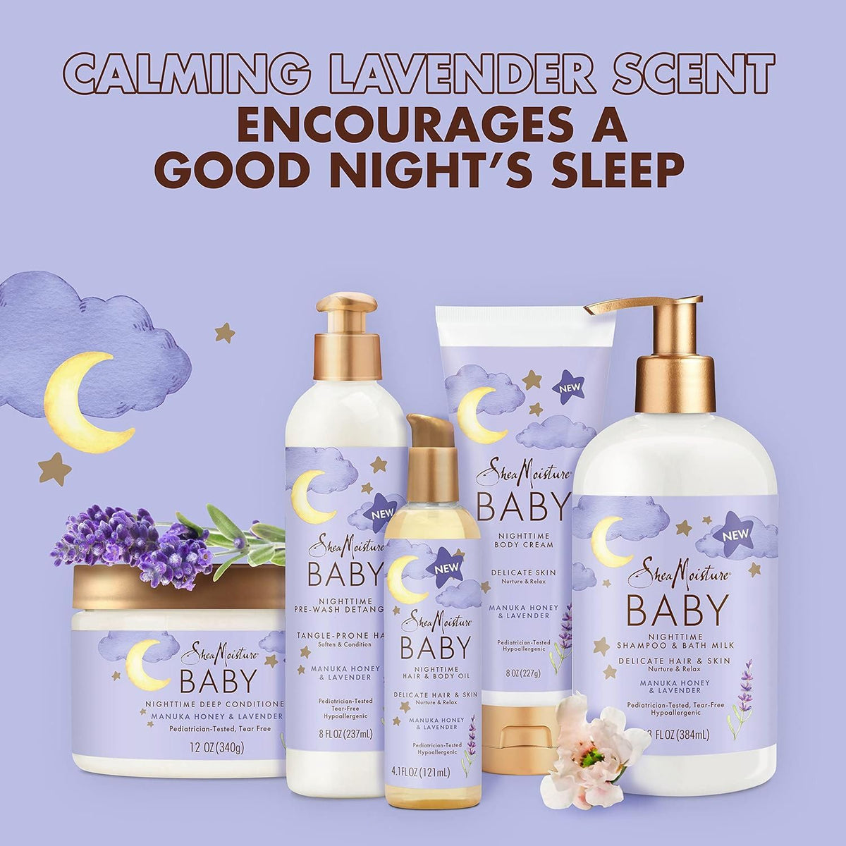 SheaMoisture tear-free bath time scene; calm bedtime routine for babies.