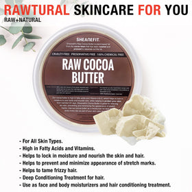Sheanefit cocoa butter massage application shows smooth, soothing hydration.