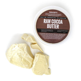 Sheanefit cocoa butter slab piece on light background for DIY use.
