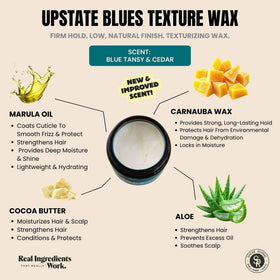 Hands applying Shear Revival Upstate Blues for textured short-to-medium hair.