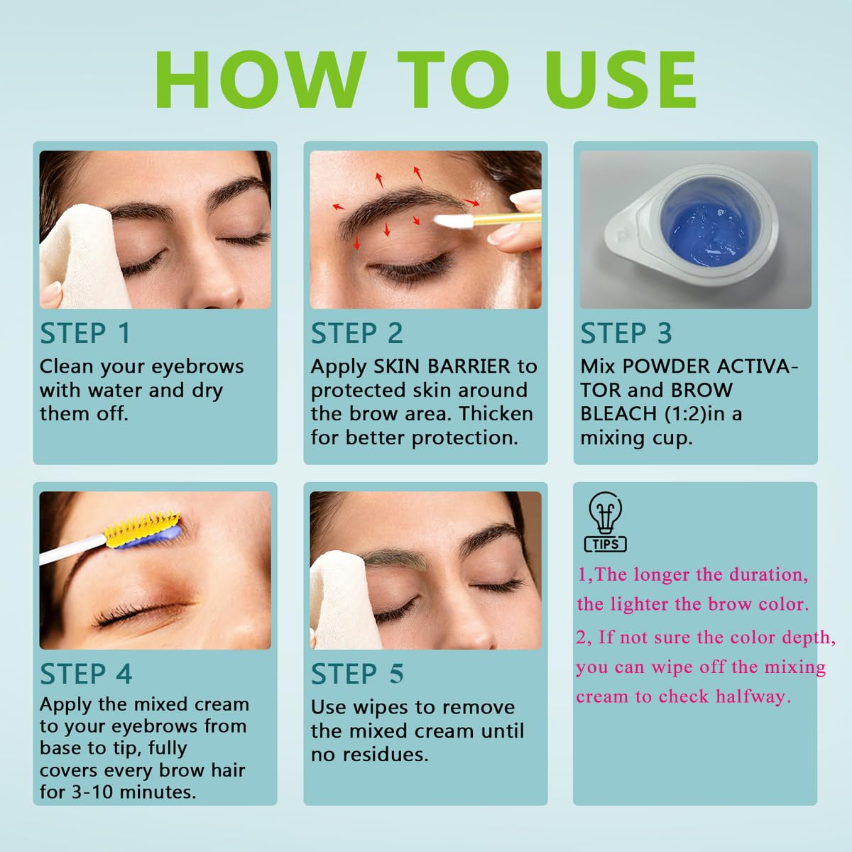 SHEEYOON brow-lightening timer and clear instructions for precise results.