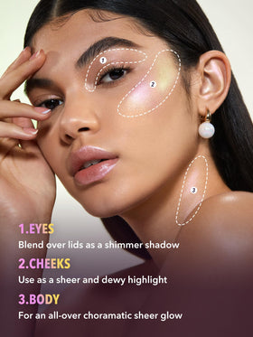 SHEGLAM Chroma-Glow Bloom pearlescent pigment detail reveals rich texture and dimension