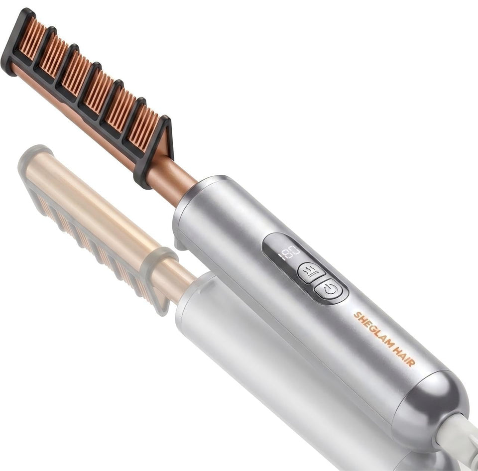 Sheglam hot comb straightener brush with 30s heat for rapid styling
