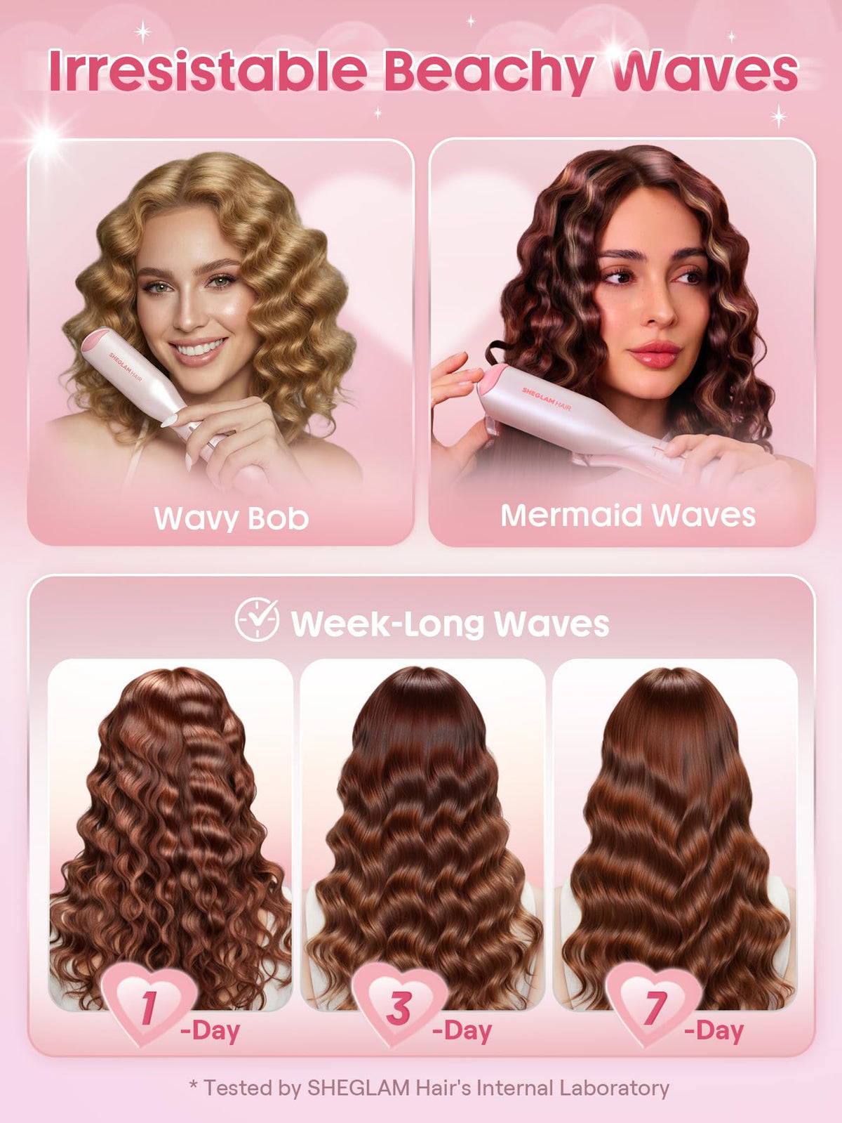 SHEGLAM Mermaid waves on short hair look vibrant and effortless